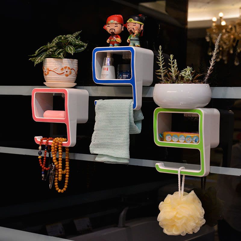 浴室置物架肥皂盒吸盘香皂无痕贴免打孔数字字母厕所卫生间收纳架 绿色【9字】图片
