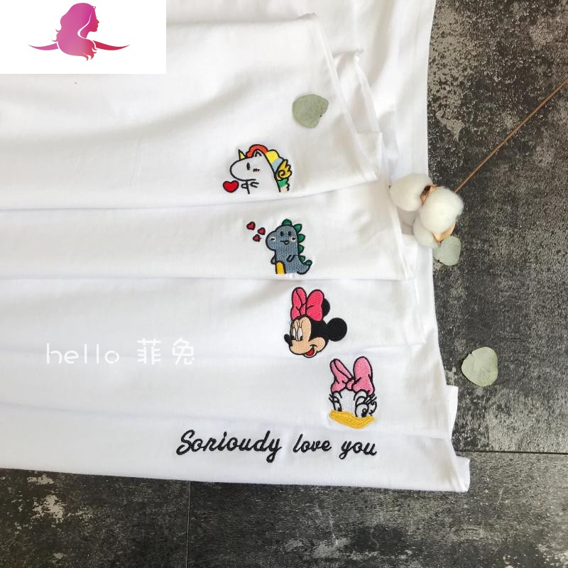 艳如飞卫衣打底衫背心~无袖t恤女秋冬2020新款韩版潮刺绣宽松中长款上衣T恤