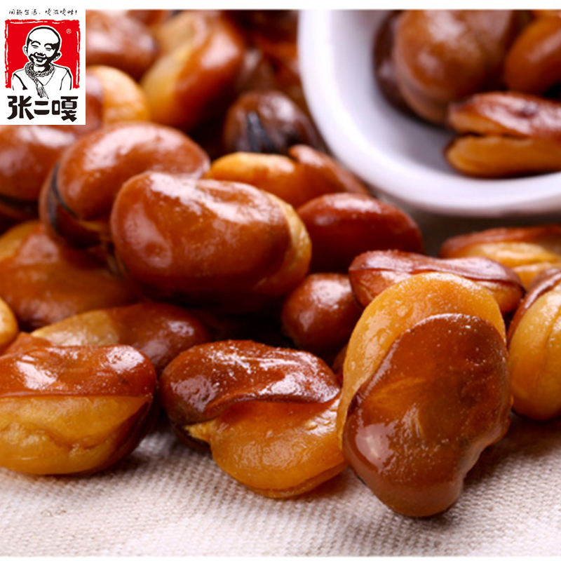 张二嘎 休闲零食小吃 炒货特产蚕豆 坚果干果 兰花豆 238g*3包高清大图