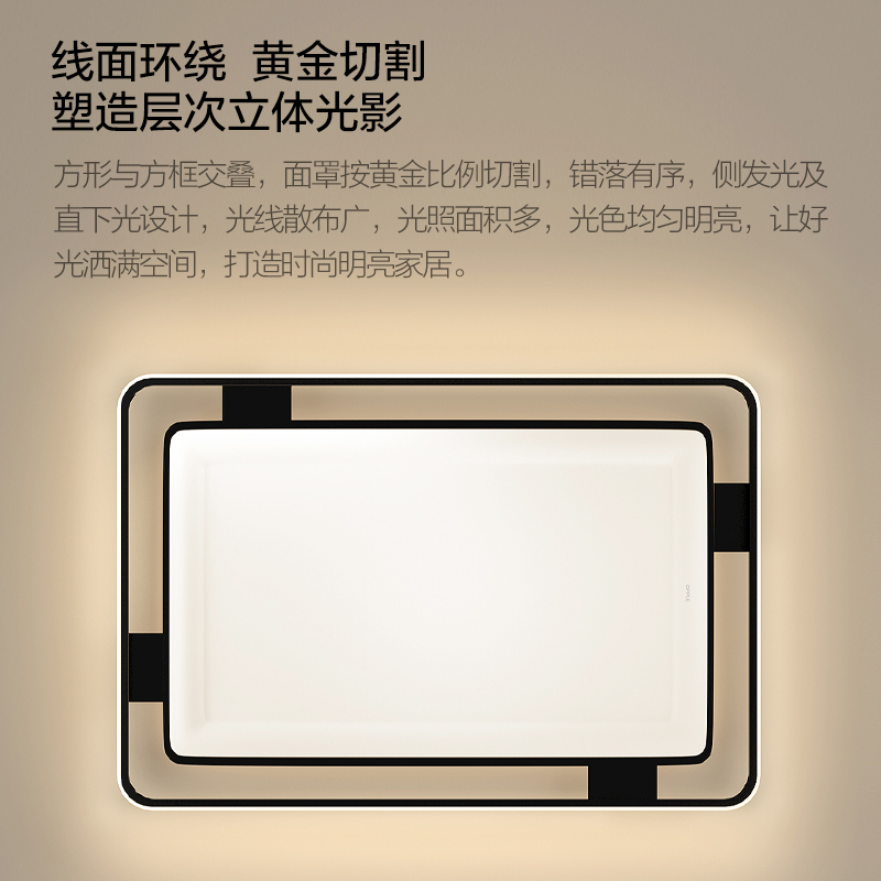 欧普照明现代简约客厅灯LED吸顶灯线面结合卧室灯米家智控调光TC