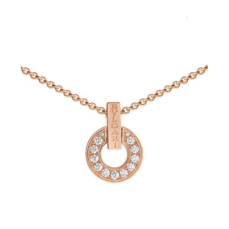 bvlgari宝格丽bvlgaribvlgari系列18k金玫瑰金镂空项链镶嵌密钉钻石