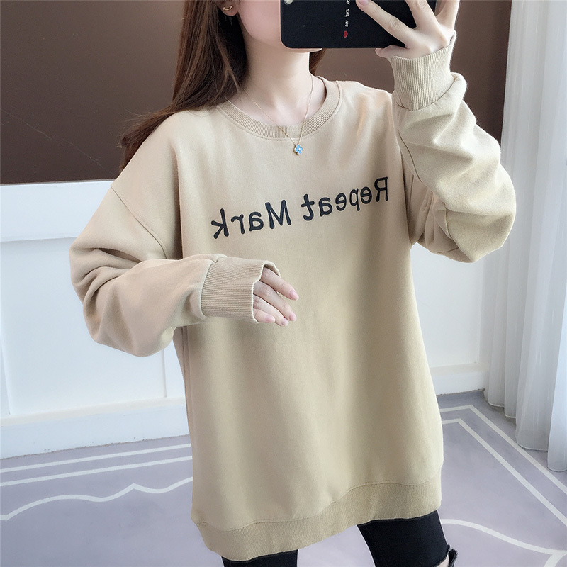 CACHE CACHE卫衣女2022年新款韩版宽松时尚字母百搭春秋薄款简约圆领套头上衣