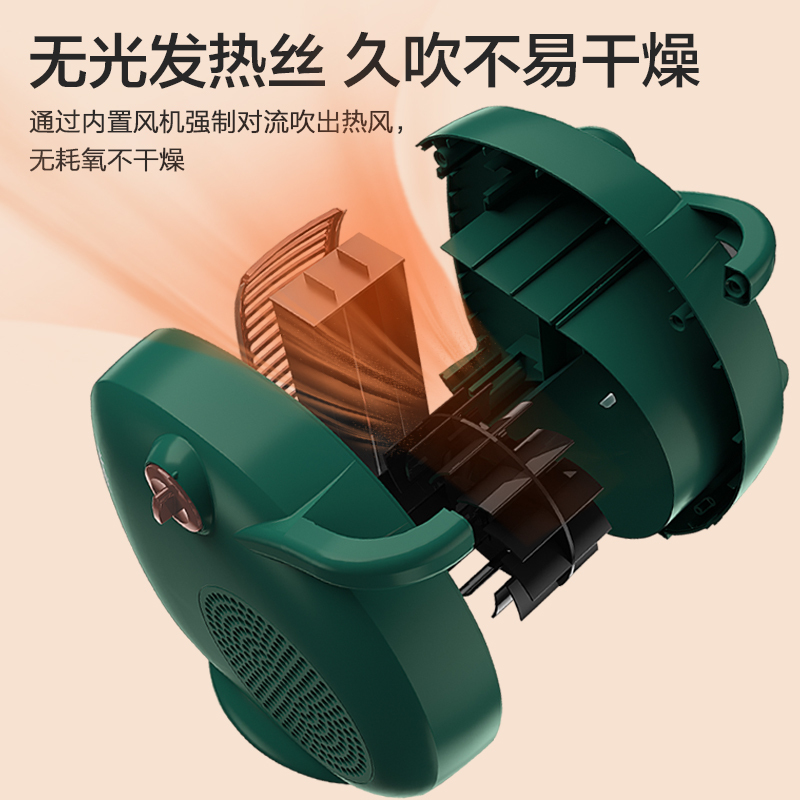 海尔(Haier)HN2016B暖风机 台卧两用 机械控制 无光低噪 小巧便携 安全节能 居浴两用 取暖器电暖气家用