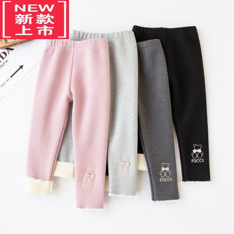 可莉允宝宝加绒裤子冬加厚女童打底裤秋冬薄绒儿童小童保暖女宝外穿保暖裤图片