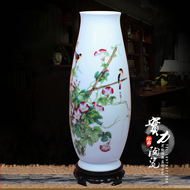景德镇陶瓷器大花瓶牡丹花开富贵青花山水荷花客厅落地工艺品摆件 三维工匠 心想事成玉米型高清大图