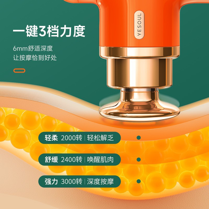 野小兽(YESOUL) 筋膜枪 MG12 橙色高清大图