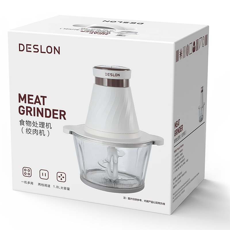 德世朗(DESLON)--绞肉搅拌机 300W大功率 双层4叶刀头 食物处理机 DDQ-LZ615高清大图