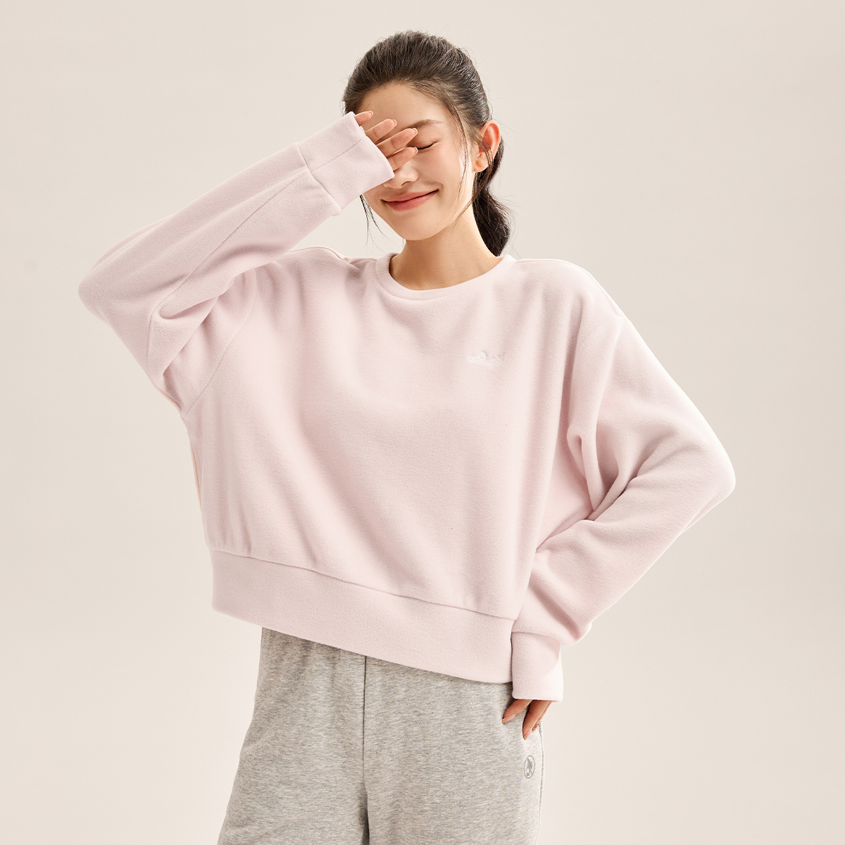361°比热绒科技卫衣女装摇粒绒保暖运动卫衣套头绒里卫衣高清大图