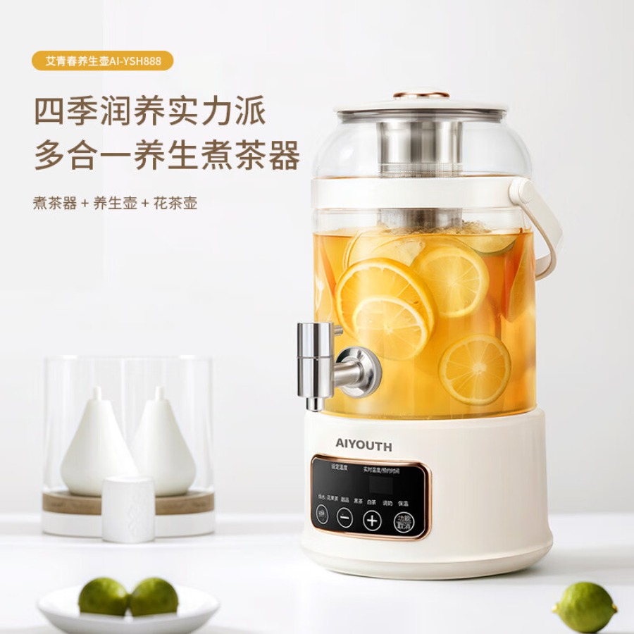 艾青春(AIYOUth) 多功能果酒炖煮水花茶桶聚会畅饮桶 3升大容量养生壶 AI-YSH888