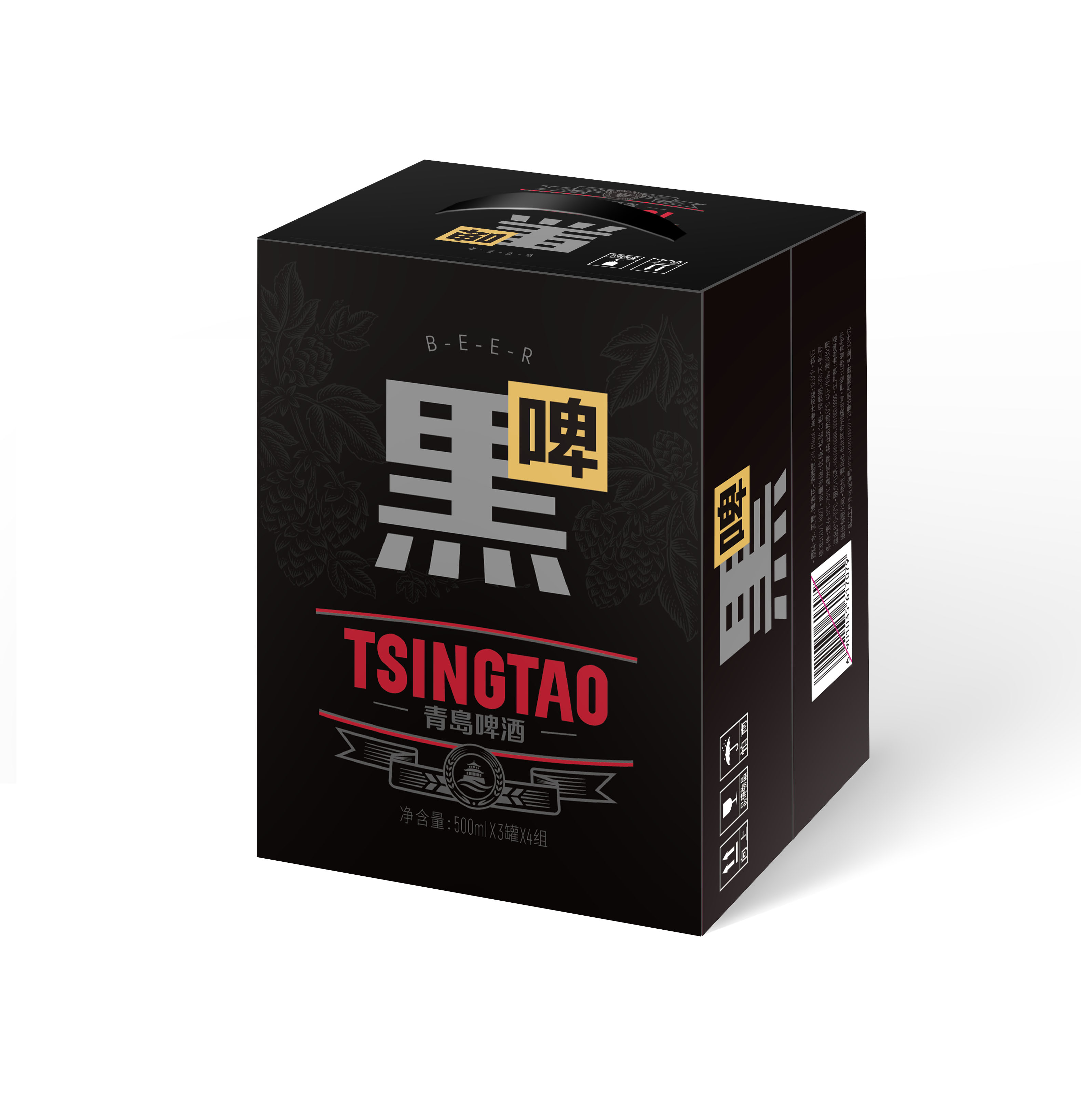 青岛啤酒(TSINGTAO)黑啤12度500ml*12罐 整箱装高清大图