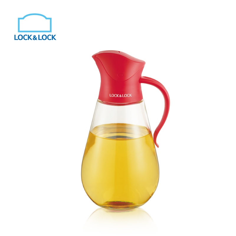 乐扣乐扣(lock&lock)自动开合大容量油壶(550ml)红色 CKO101RED 玻璃瓶 非一次性使用