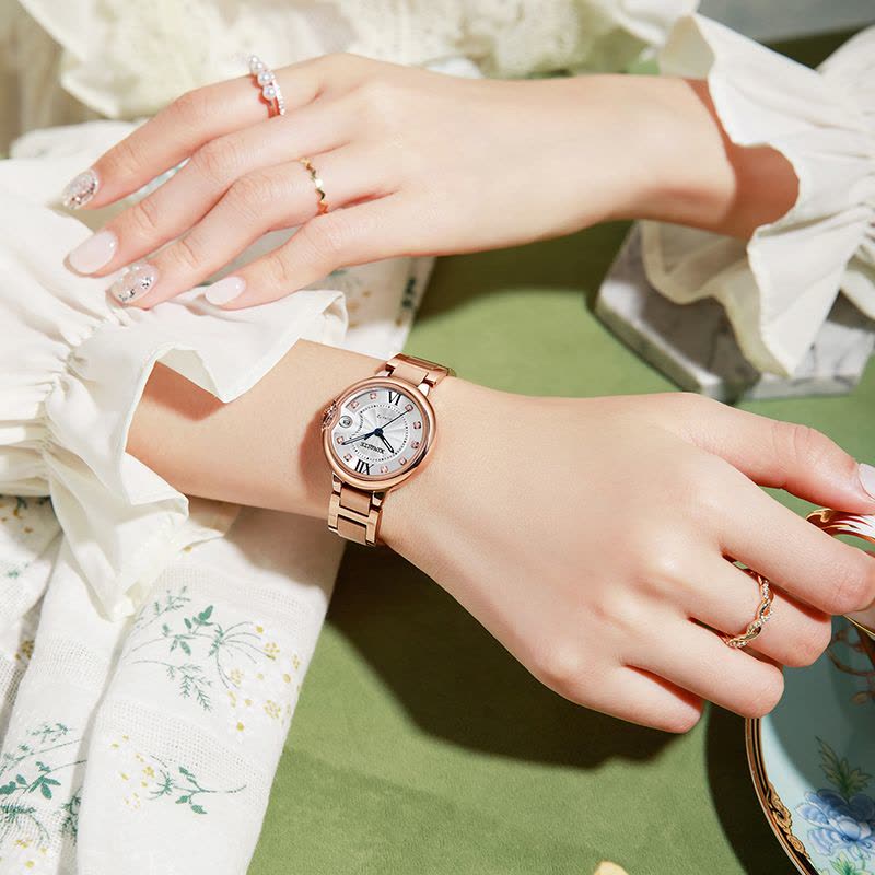 新奇特手表女生镶钻ins风小众女士手表防水时尚装饰腕表石英表钢带新款轻奢小表盘大气女表X-79图片