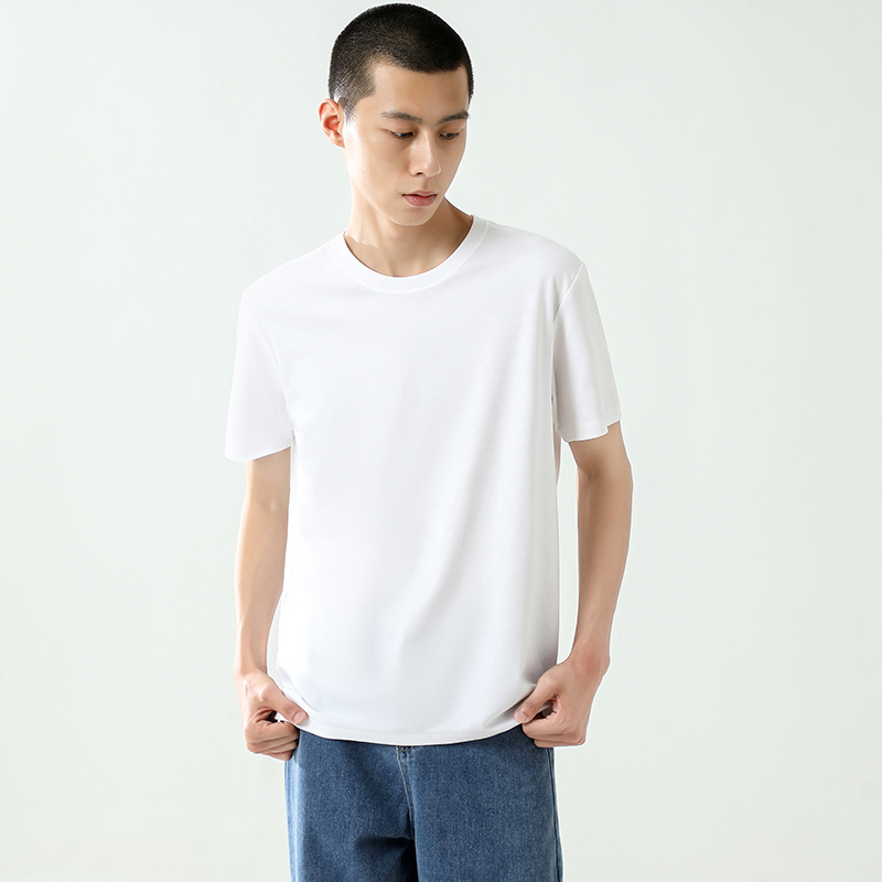 冰氧吧冰爽降温纯白t恤男短袖夏季新款休闲百搭上衣透气圆领体恤报价_