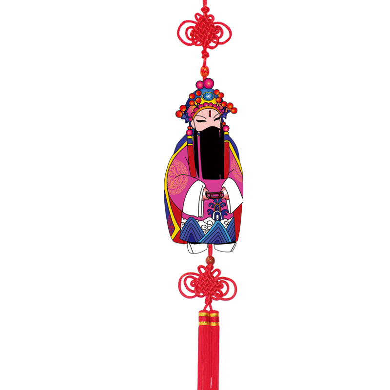 福人福地伴手礼国潮汽车礼品中式挂饰国潮风京剧传统家居挂件中国结吉祥中国风 刘备（卡通版）--12*70cm