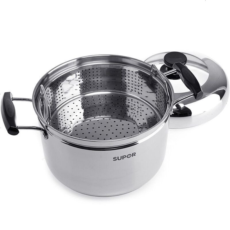 苏泊尔(SUPOR)SZ24S1蒸锅 304不锈钢蒸滋味蒸煮多用锅蒸笼 燃气灶电磁炉通用锅具 24CM高清大图