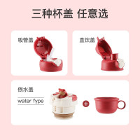 (私人定制)洞洞KT杯具熊三盖儿童保温杯带吸管儿童水杯316不锈钢内胆630mlBEDDYBEAR套四叶草吃货kitty