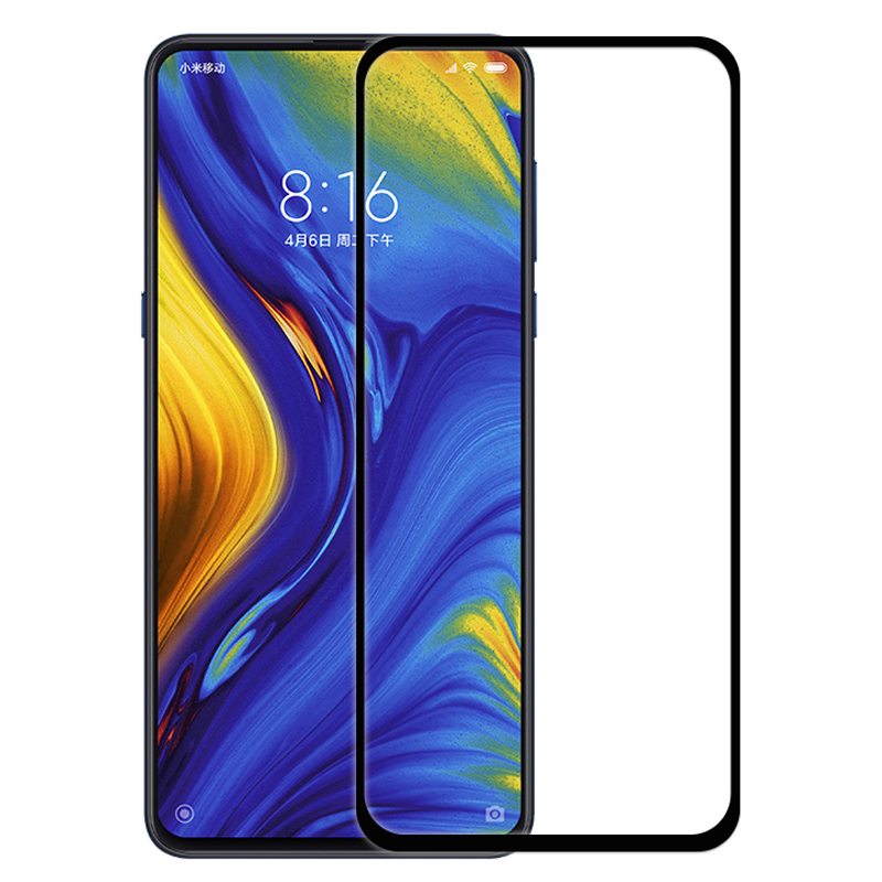 【送手机壳】轻万小米mix3钢化膜xiaomimix3全网通6gb透明全屏丝印玻璃贴膜黑色