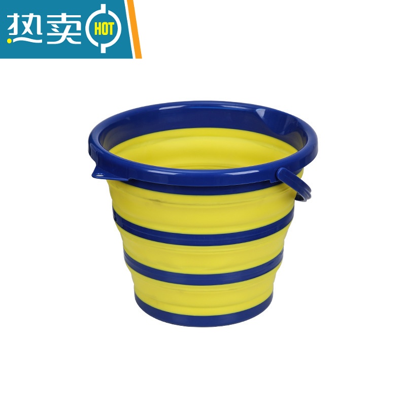 敬平30L可折叠水桶车用车载洗车美术便携户外钓鱼家用大容量储水带盖 10L黄蓝色折叠水桶 带提手高清大图