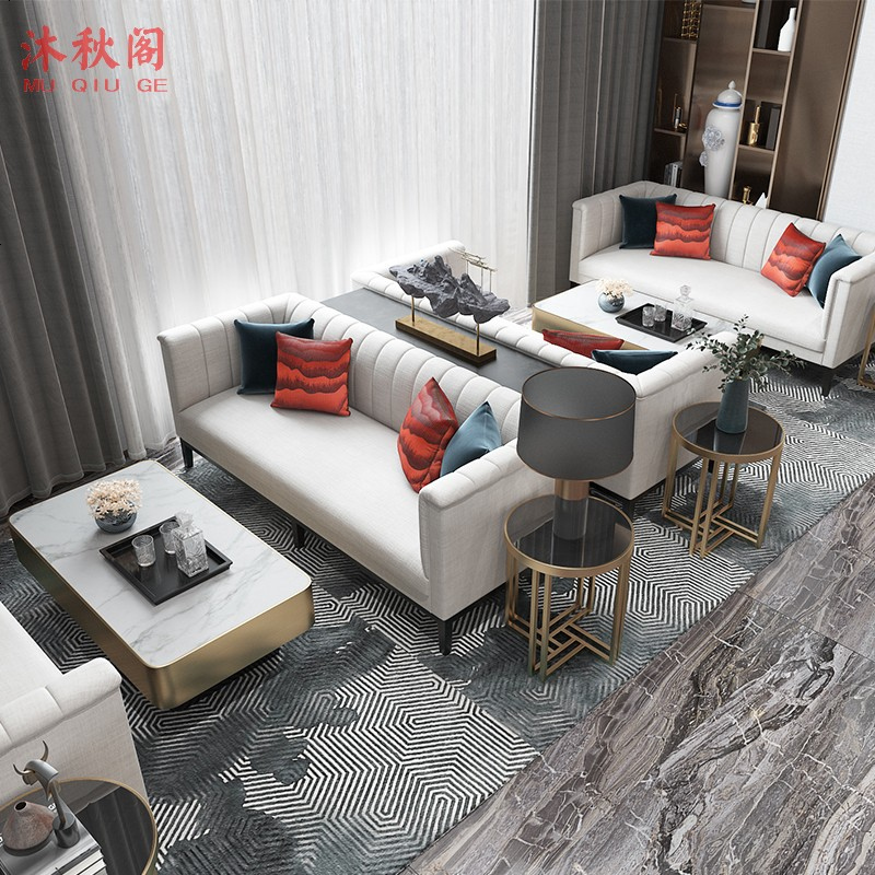 新中式轻奢售楼处洽谈桌椅组合现代简约样板房售楼部工程家具定制