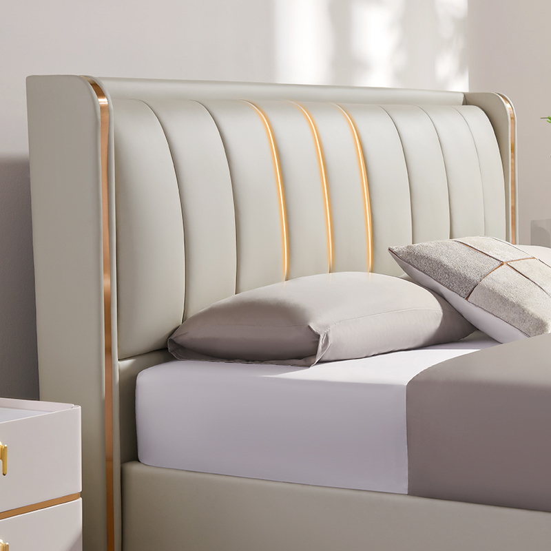 芝華仕(cheers)芝华仕科技布床现代简约轻奢卧室双人床头软包布艺奶油