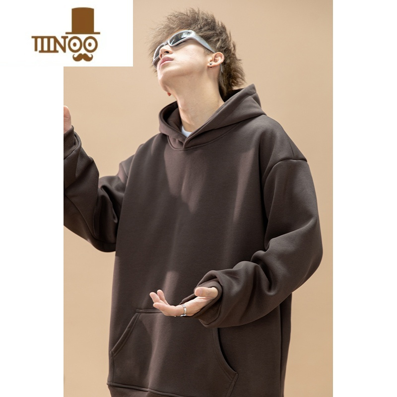 YANXUCOURSEMYS 520克2023春款纯色百搭连帽卫衣休闲男