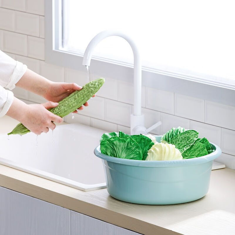 茶花塑料盆 大号洗脸盆 学生宿舍洗衣服洗脚宝宝足浴盆42cm03401K高清大图