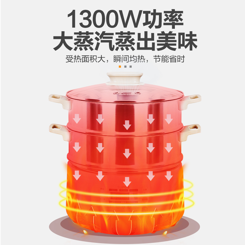 苏泊尔(SUPOR)电蒸锅多功能家用电火锅 蒸包子锅 电煮锅电热锅三层大容量12.5L分体式可拆洗ZN28YC808