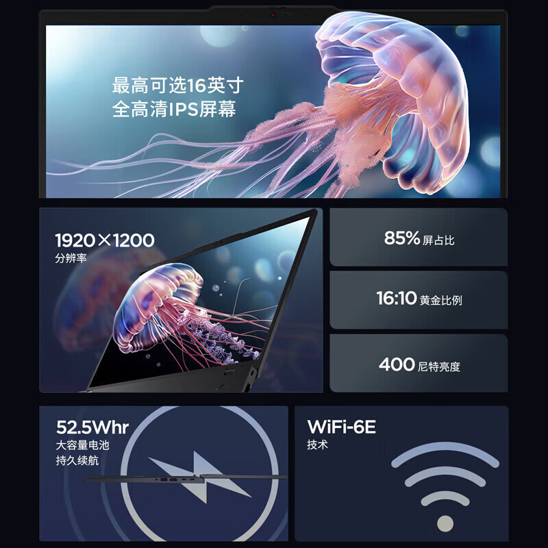 联想ThinkPad T16 酷睿Ultra7-155H 锐炫Arc 32GB 1T 高清屏 16英寸大屏商务办公学习笔记本电脑