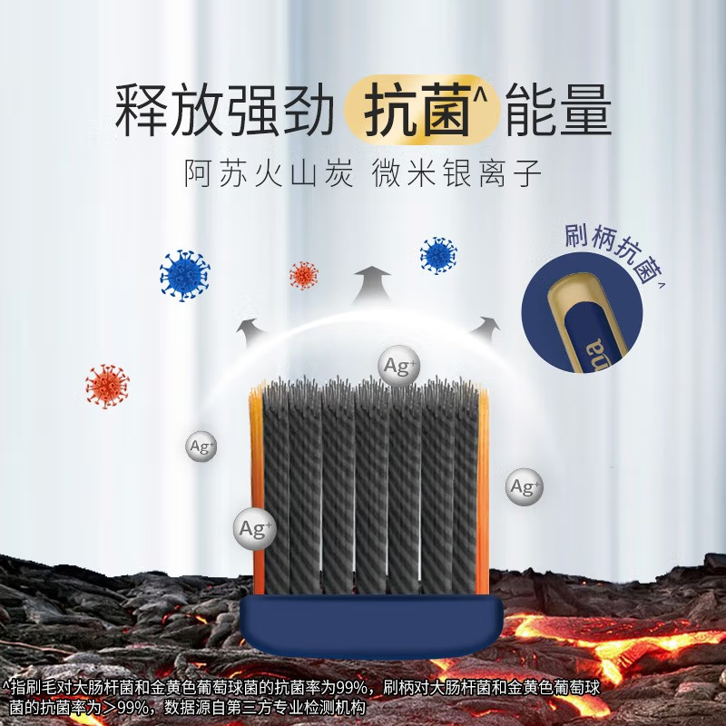 狮王牙刷细齿洁61孔宽薄火山炭软毛牙刷2支装