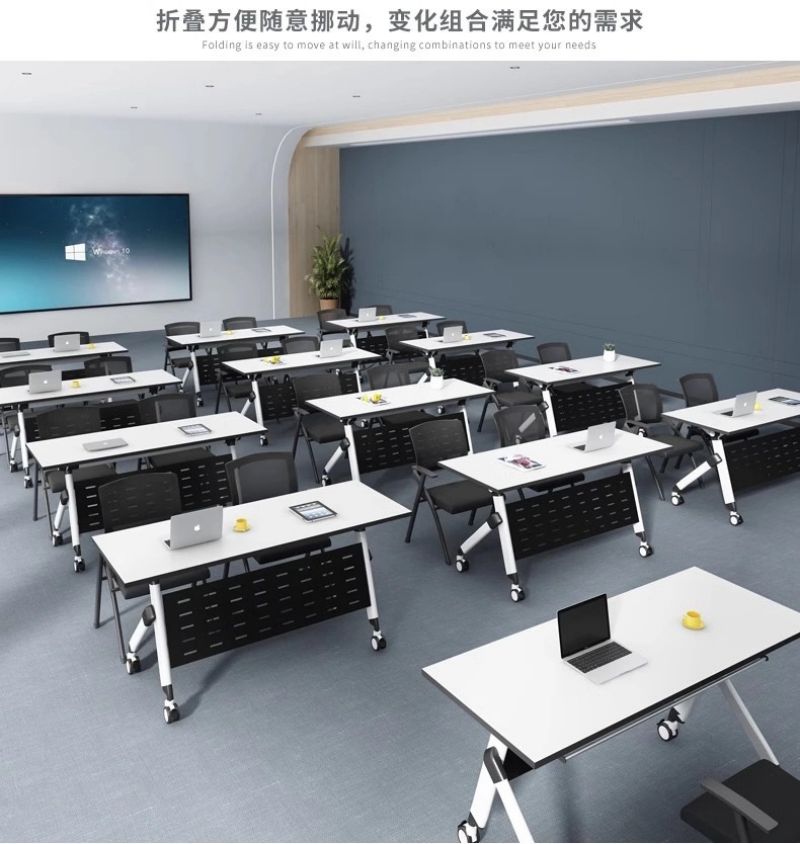 佳品文仪P1054款1200型号移动会议桌折叠培训长条桌拼接办公桌学校可双人侧翻桌(1100*600*750mm)高清大图