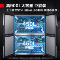 德玛仕 DEMASHI 商用四门冰柜 立式冷冻保鲜 展示柜冷柜 四门-BCD-900A-1C (全冷藏)[工程款]银色