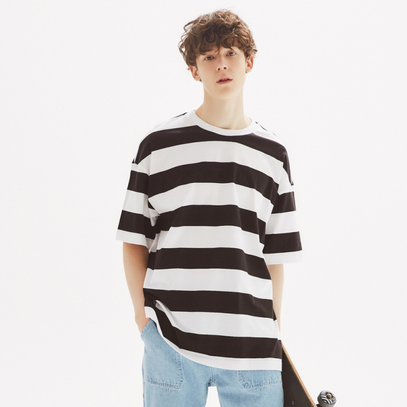 3,9月14日0点】美特斯·邦威t恤男潮2020夏季男潮流宽条纹短袖t恤