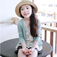 儿童女童针织开衫薄宝宝长袖毛衣女韩版外套潮夏季中大童涤纶 莎丞