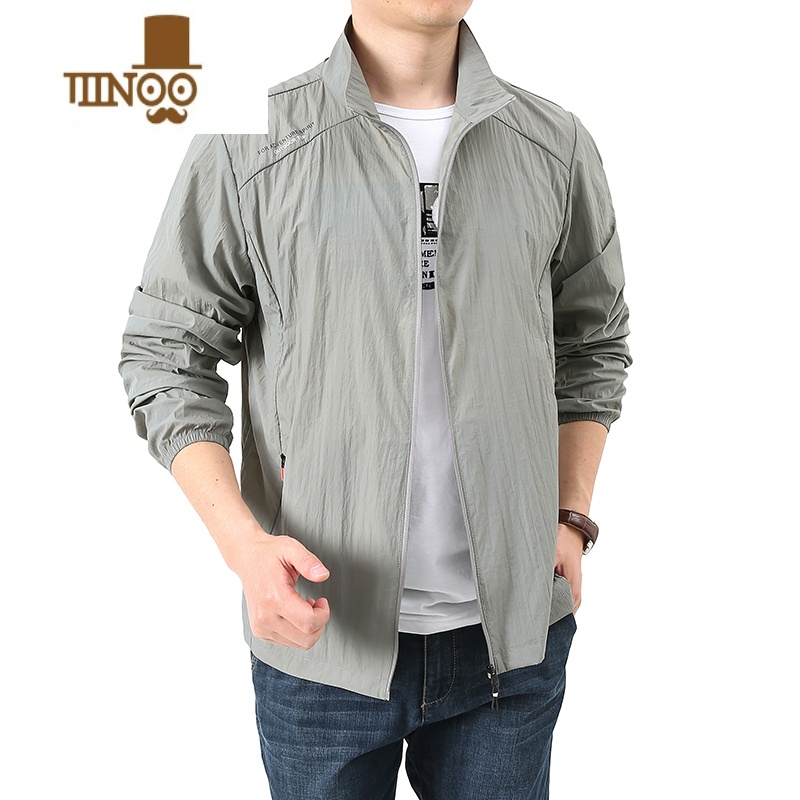 YANXU2023夏季新款男装立领无帽超薄款冰丝防晒衣男夏季外套透气防晒服高清大图