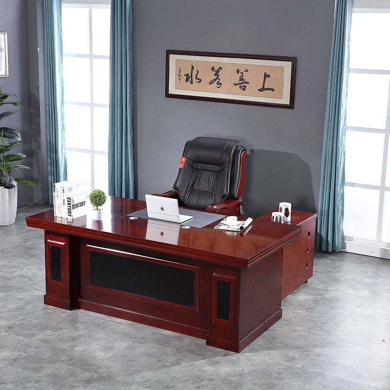 金扎特老板桌总裁桌老板台大班台老板桌经理桌主管桌简约中式单人 2.4米班台(含副柜、小柜)高清大图