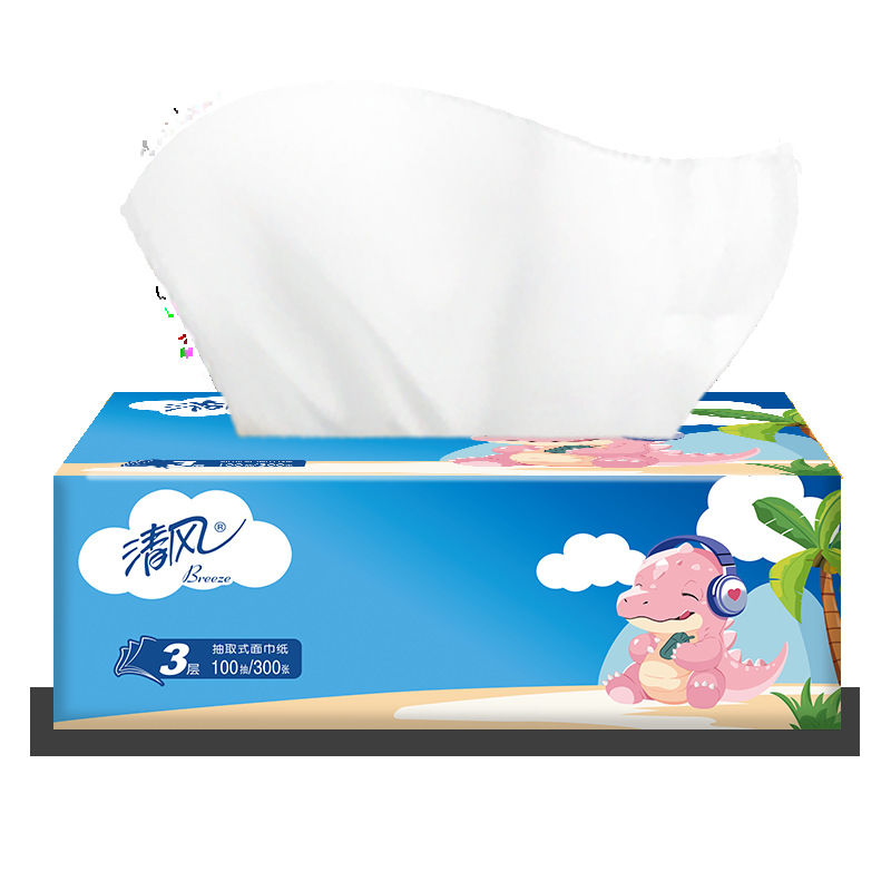 清风面巾纸柔软抽纸卷纸 [小浣熊整箱装]100抽*24包*3层高清大图