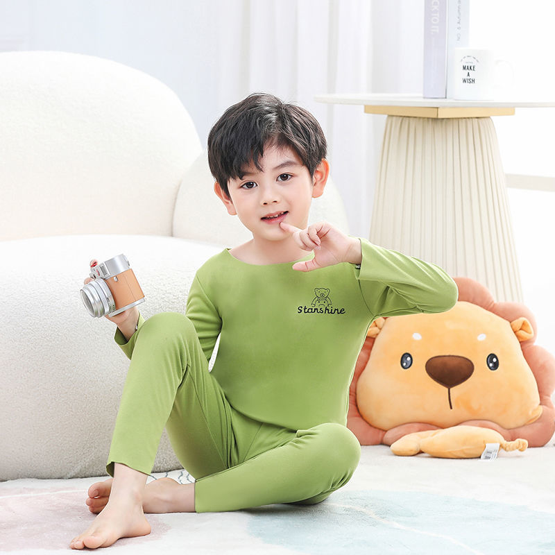 儿童保暖德绒套装男女童内穿秋衣秋裤贴身秋冬中大童家居服高清大图