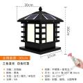 苏宁放心购太阳能柱头灯柱子灯现代简约led围墙灯庭院的户外防水_756 三色变光 非字-天黑自动亮+遥控黑色-中号