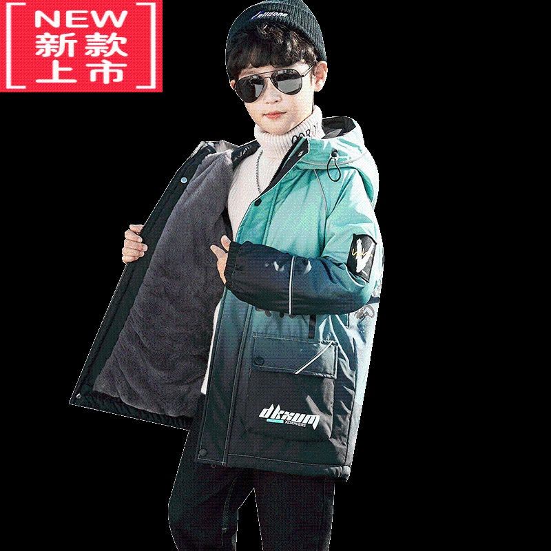 可莉允儿童装男童棉衣2022新款秋冬装男孩加绒加厚派克棉服冬季大童外套图片