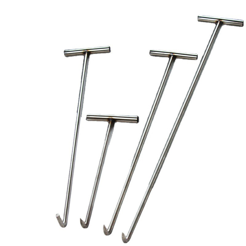 囍诺 不锈钢钩子T型井盖钩拉货挂肉猪肉下水道重型加粗勾子 加粗不锈钢68cm-直径12mm尖口A高清大图