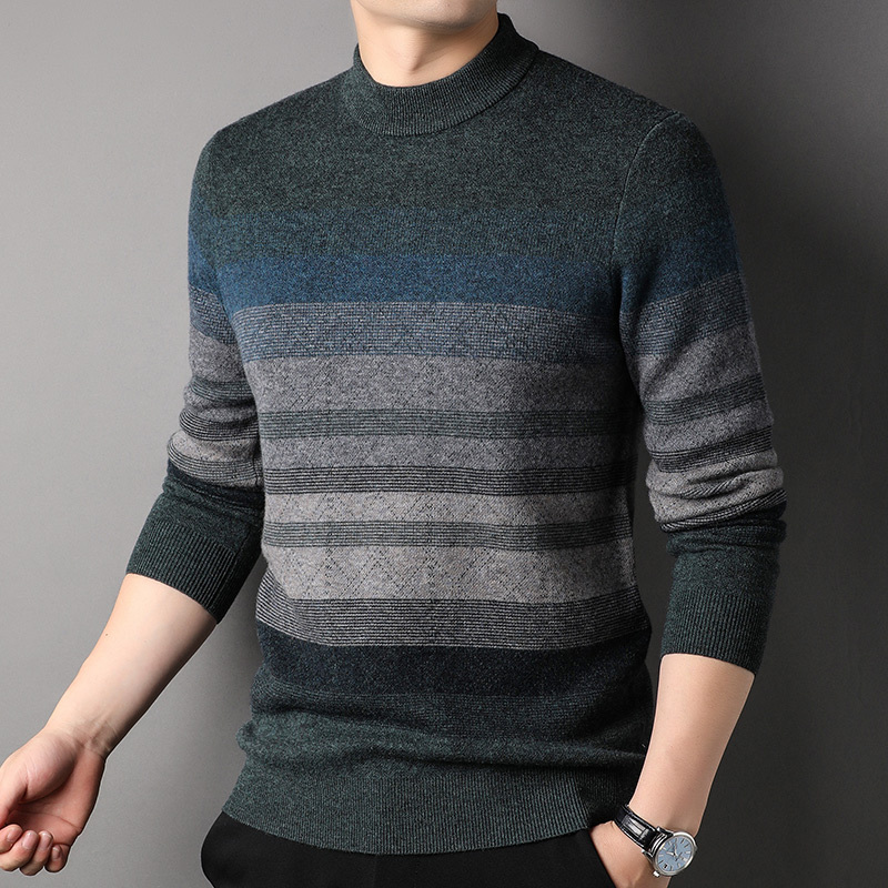 羊毛衫男士毛衣中青年针织打底衫潮品牌毛衣男商务休闲大码毛线衣正品