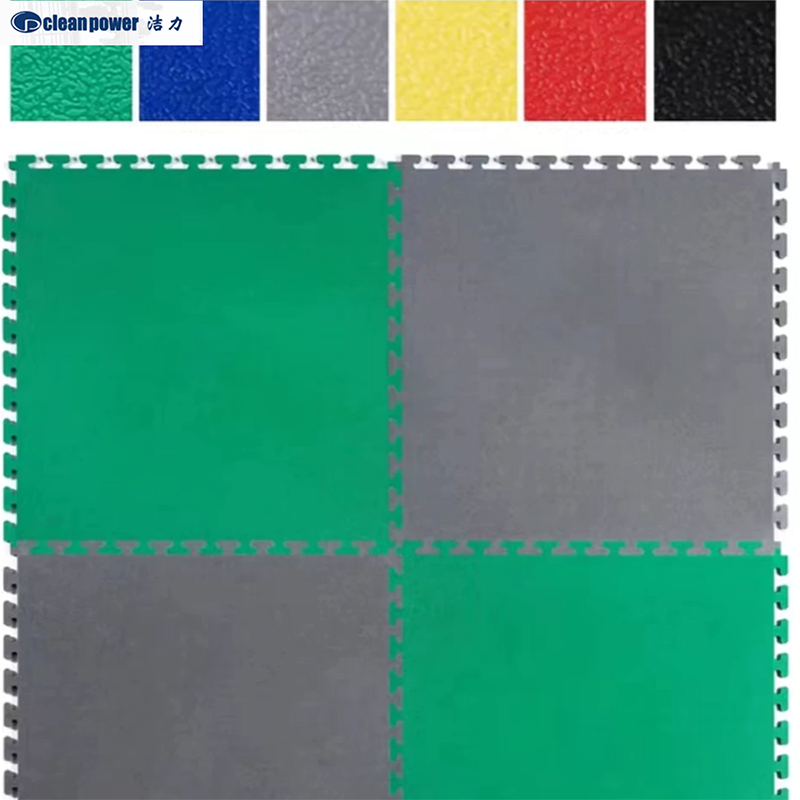 洁力 PVC塑料地板地垫拼接软地胶皮纹锁扣地板普通款1m*1m*5mm 灰色厚5mm(单位:张)