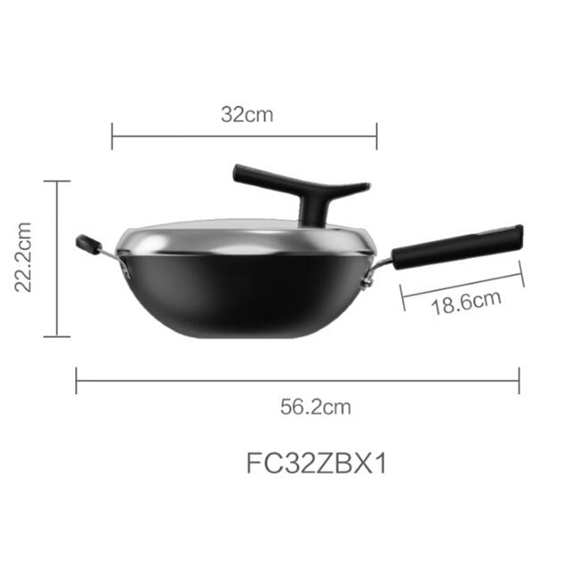 苏泊尔(SUPOR)FC32ZBX1炒锅臻铁真不锈系列无涂层炒菜锅铁锅老式炒锅铸铁炒锅 可立盖 32cm