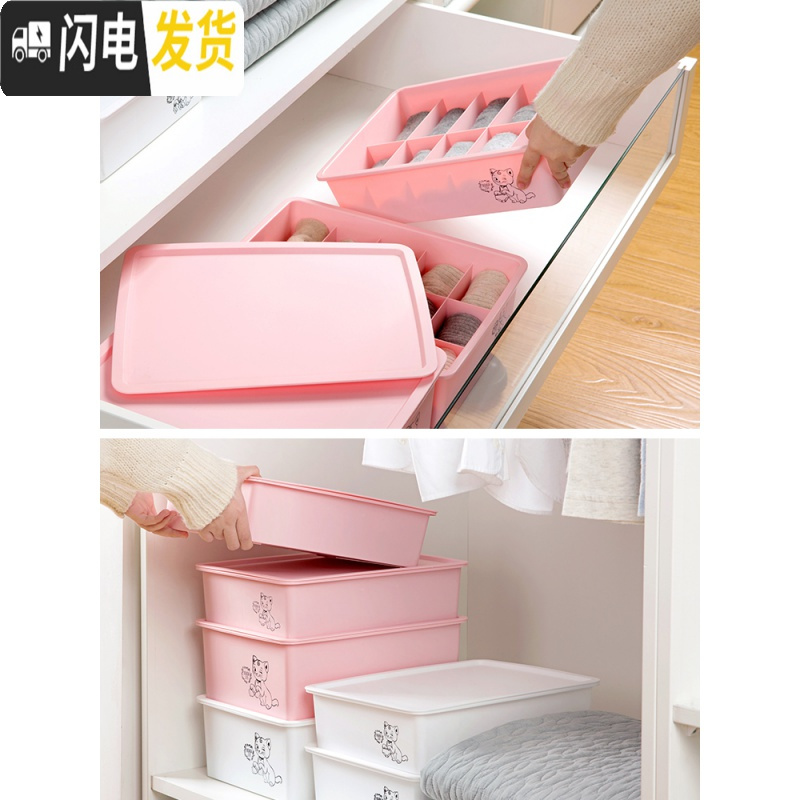 三维工匠家用塑料衣柜内衣收纳盒抽屉内衣裤整理盒桌面文胸内裤袜子收纳箱