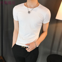 纯色T恤男短袖韩版修身简约休闲白色体恤圆领男士打底衫半袖衣服