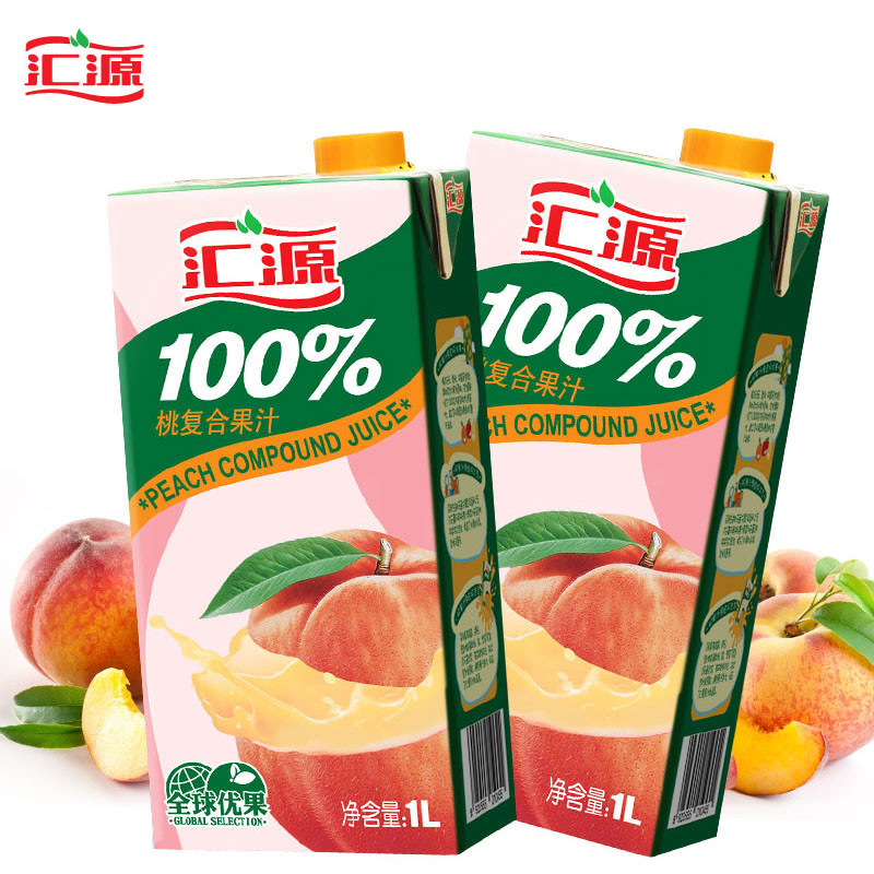 汇源 100%桃果汁1L*6盒 便携装高清大图