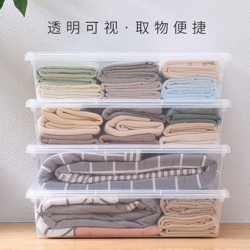 透明床底收纳箱被子整理箱扁平抽屉式特大号床下衣服大号储物箱 三维工匠高清大图
