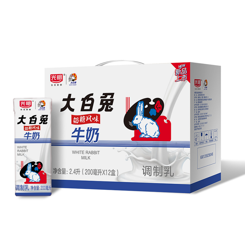 光明大白兔奶糖风味牛奶200ml*12高清大图
