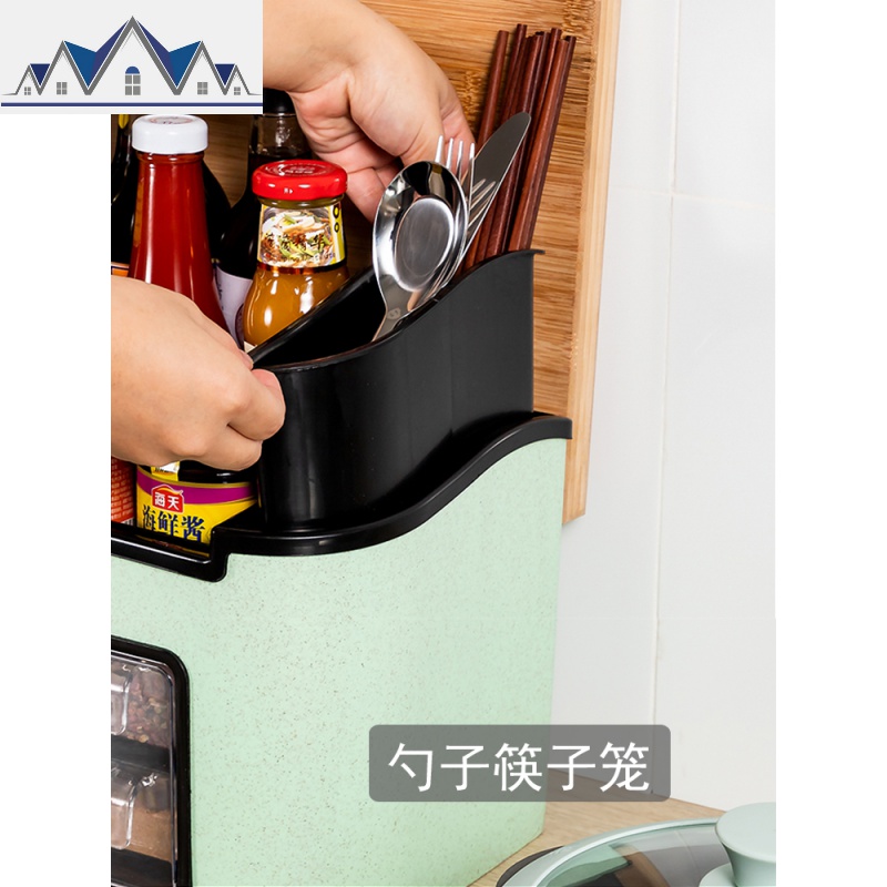 多功能调料盒组合佐料调味糖盐罐筷子笼收纳盒置物架厨房用品套装 三维工匠高清大图