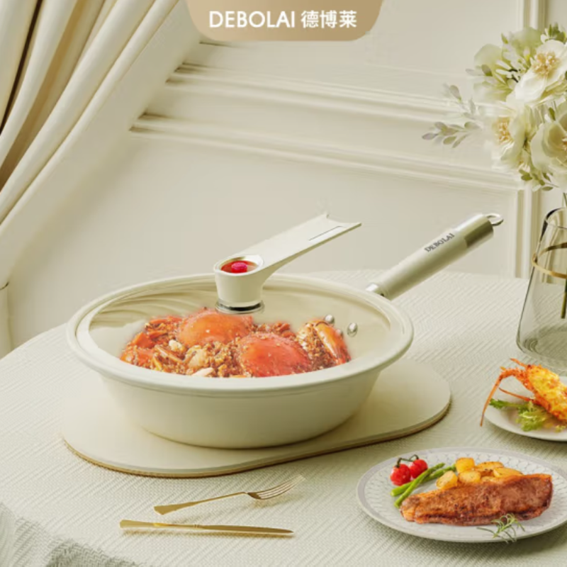 德博莱32CM白玉瓷微压炒锅DBL-BK001高清大图